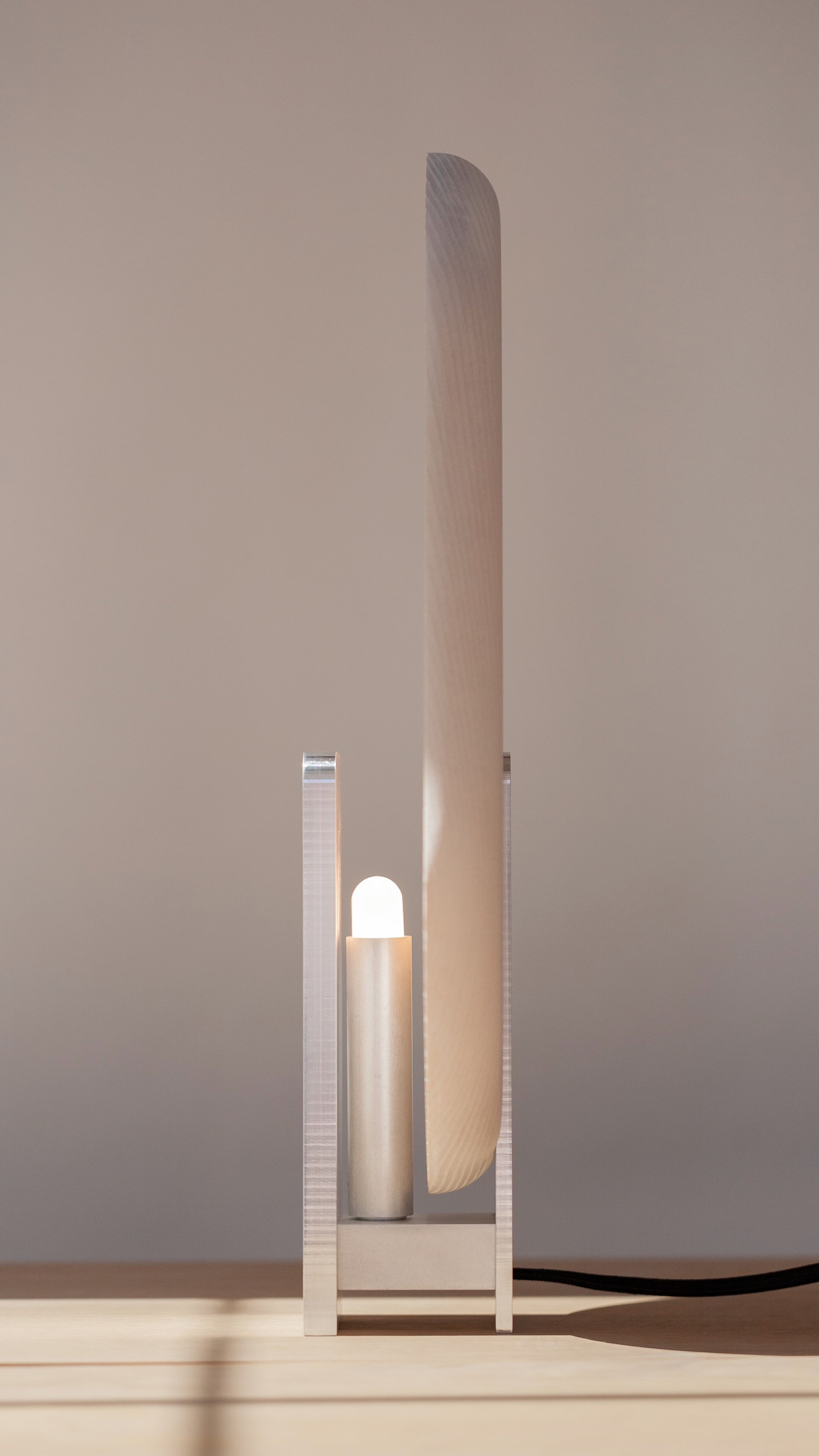 Alamere Designer Lamp, White Ash, Flat Side