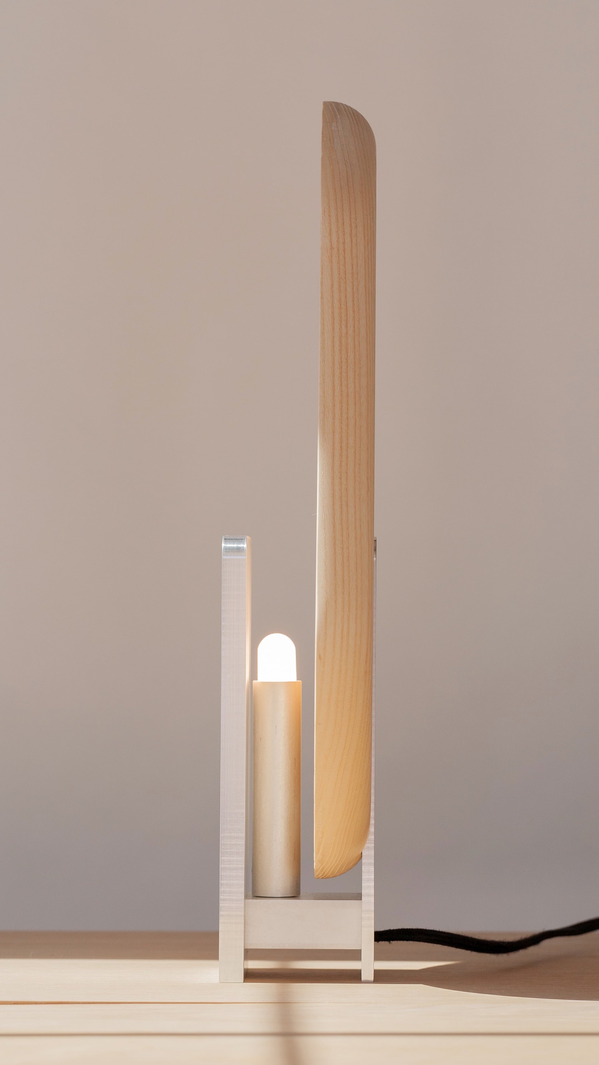 Alamere Designer Lamp, Natural Ash, Flat Side