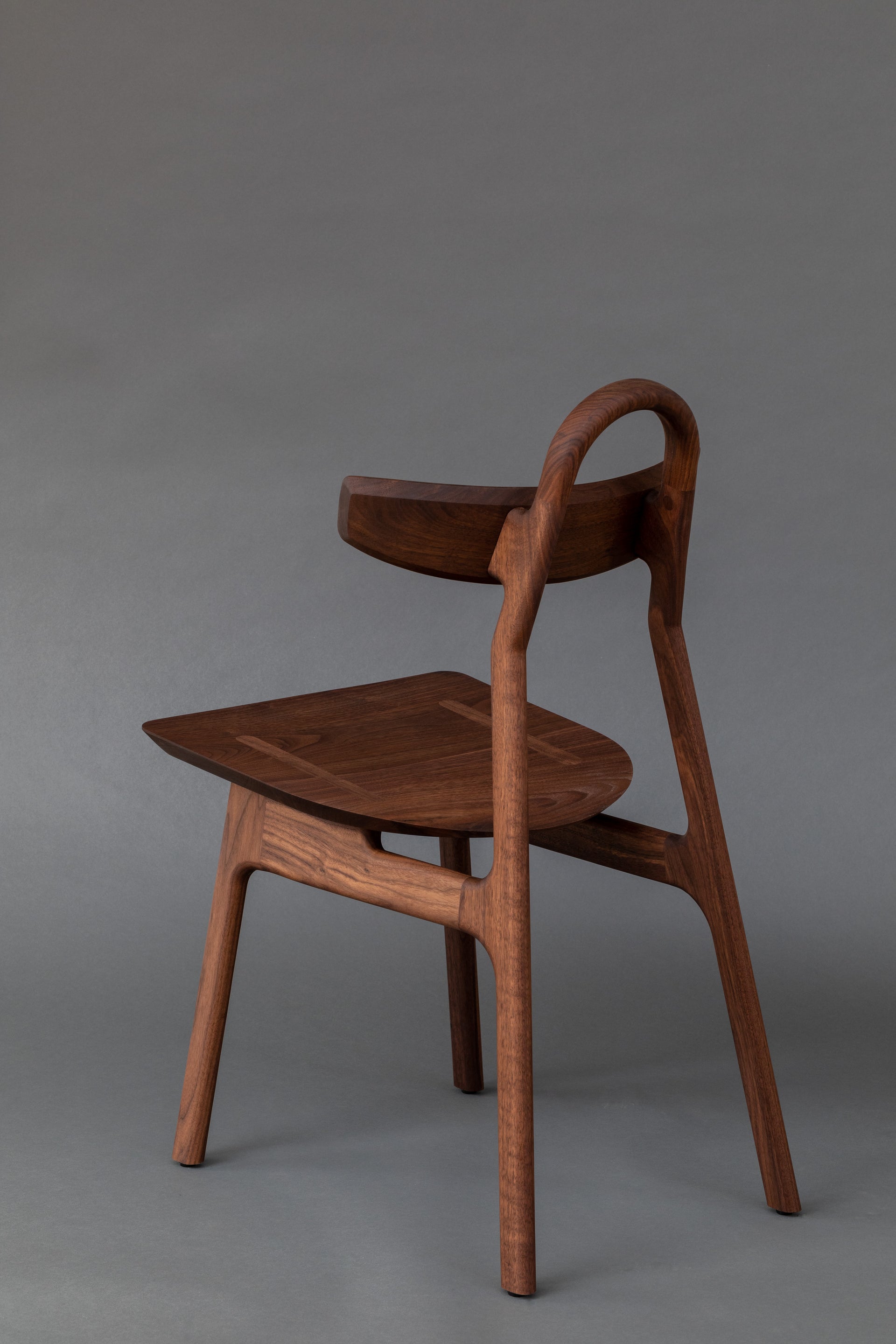 The Moto Chair, Designer Furniture, Walnut Back Side Angled